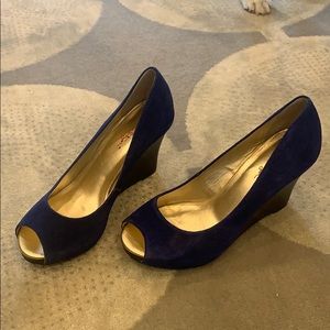 Lilly Pulitzer blue suede wedges size 7